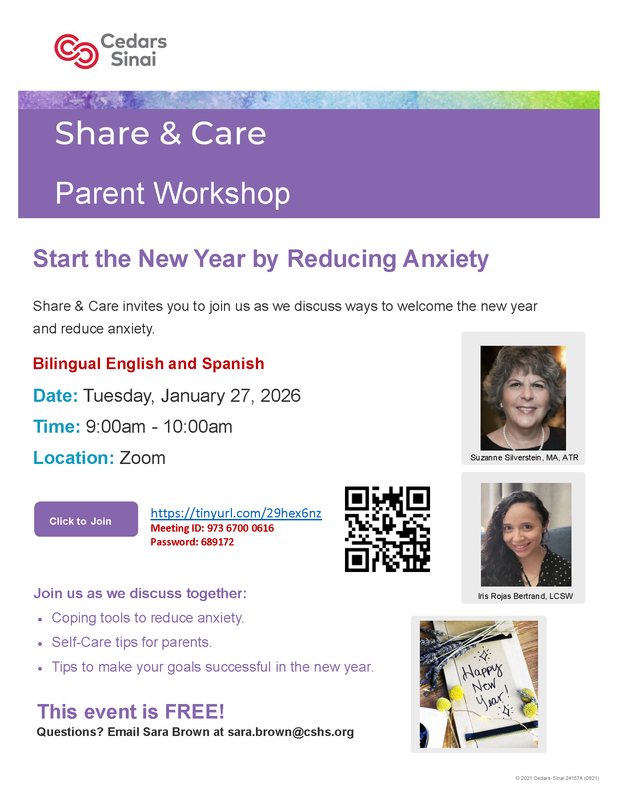 Share and Care Parent Workshop via Zoom