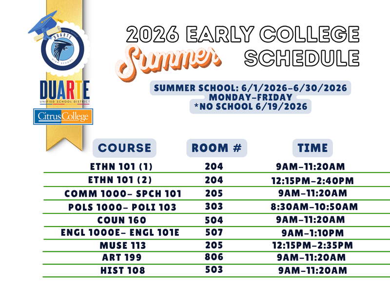 summer school schedule for early college students