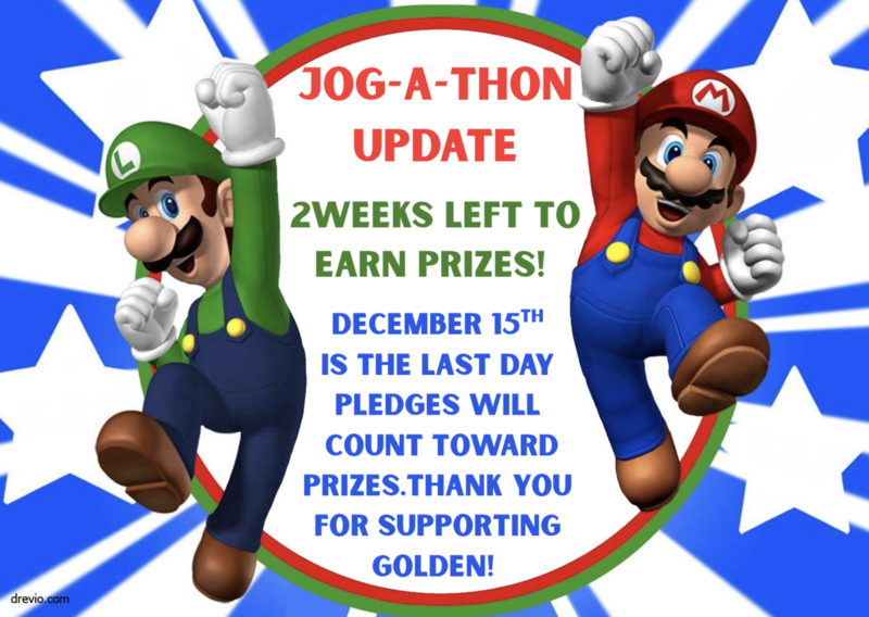 Jog-a-Thon Pledge Deadline for Prizes