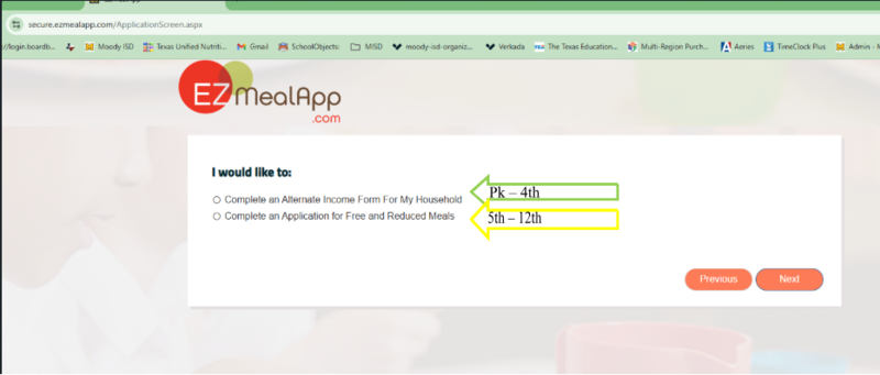 EZ Meal Application screenshot