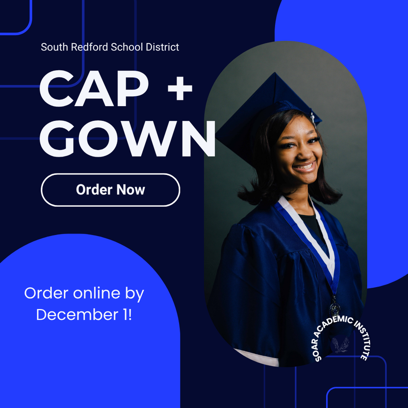 Student in Cap + Gown.