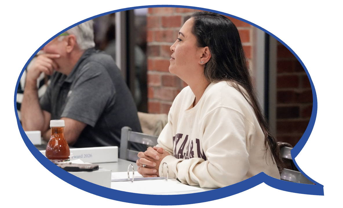 Speech bubble photo of mary meffert