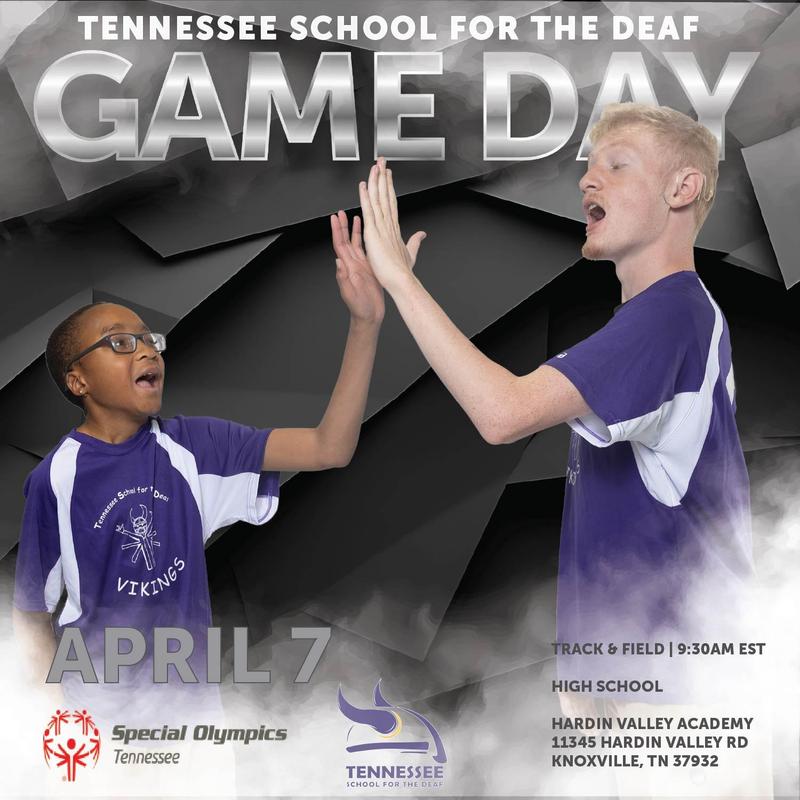 Event promotional graphic for Tennessee School for the Deaf Game Day.