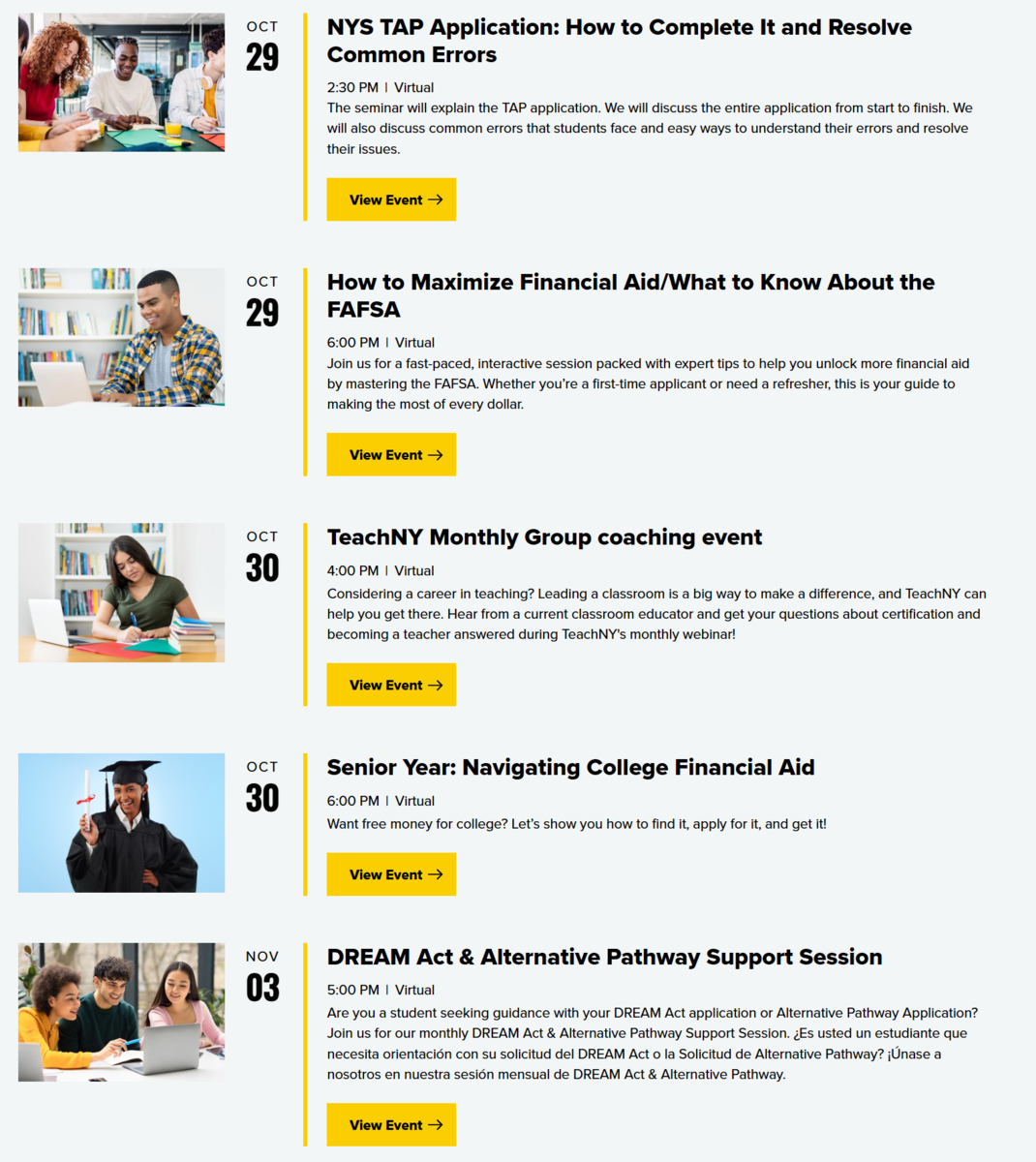 Higher Education Services Corporation HESC Workshops flyer
