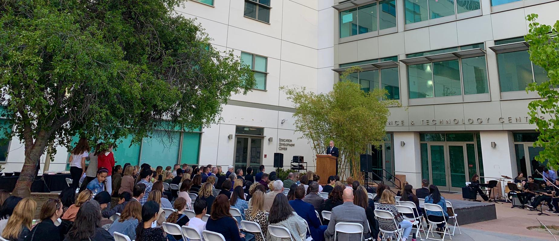 Lecture in front of Science&Tech Center