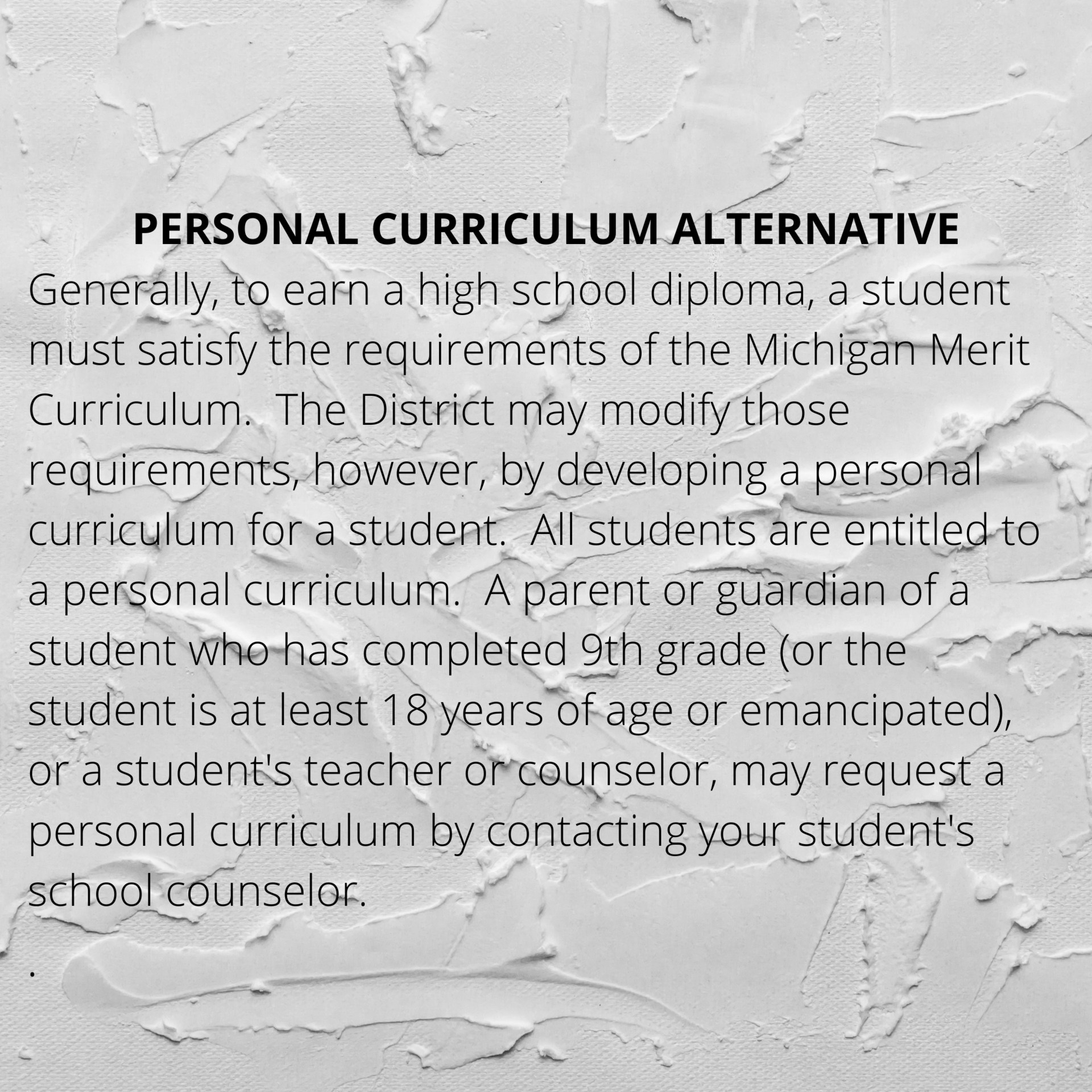 Alternative to Personal Curriculum