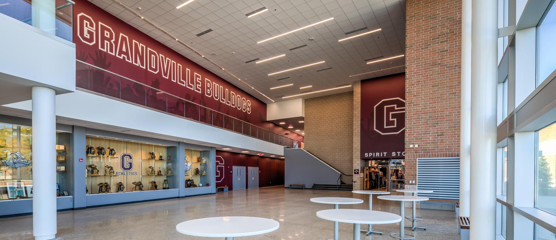 Grandville athletics entrance and spirit store