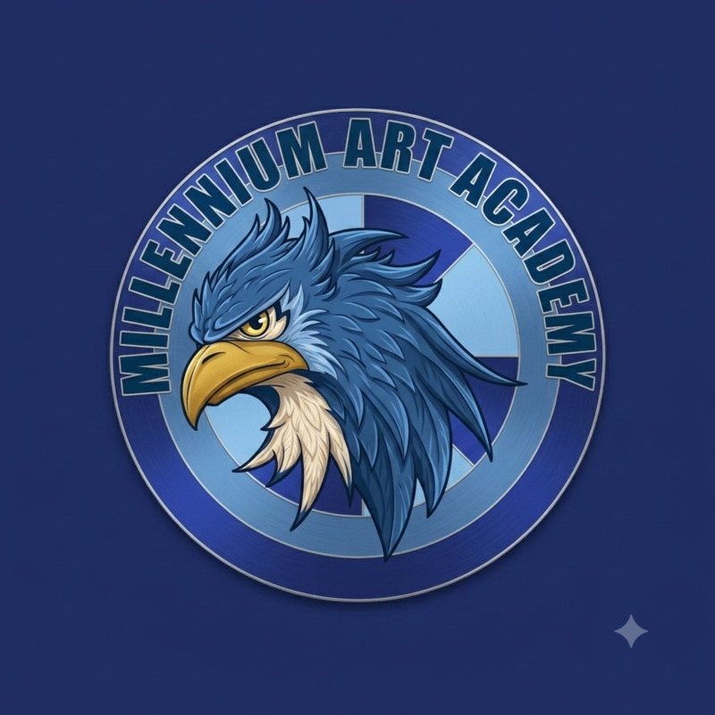 School logo: Falcon profile