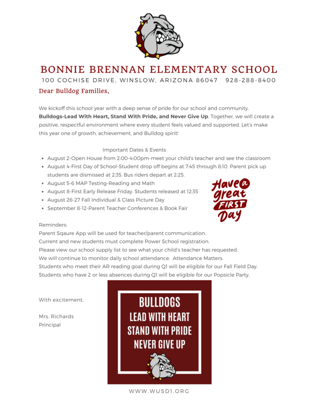 Welcome Back Letter from Principal
