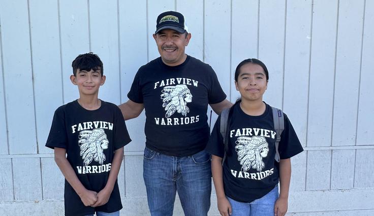 Fairview students with the principal
