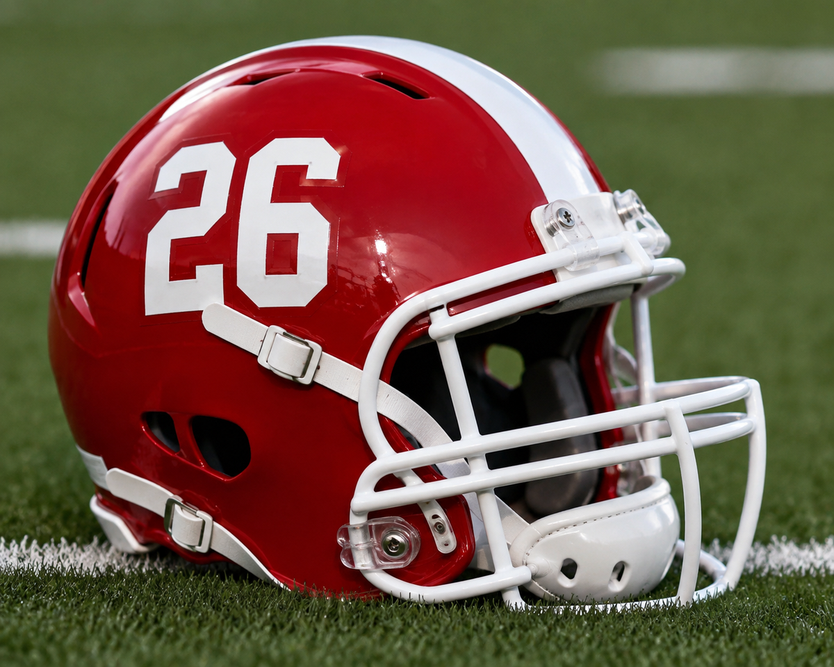 Red & White Football Helmet