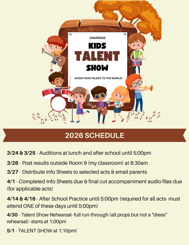 2026 Talent Show Schedule