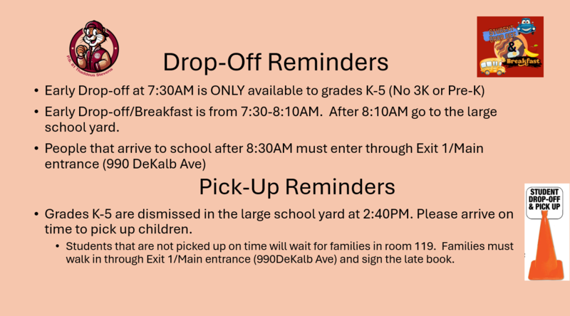 P.S. 81 Drop off & Pick Up reminder.