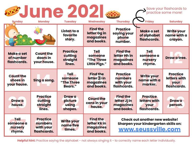 June Kindergarten Readiness Calendar Featured Photo