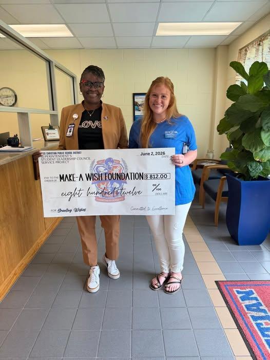 Today, Dr. Evers delivered an $812.00 check to the ✨Make-A-Wish Foundation ✨ on behalf of the Superintendent’s Student Leadership Council