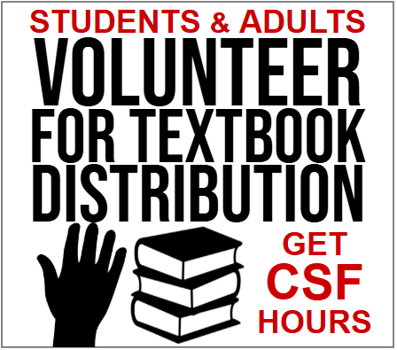 Volunteer to help with textbook distribution! We always need more hands! Thumbnail Image
