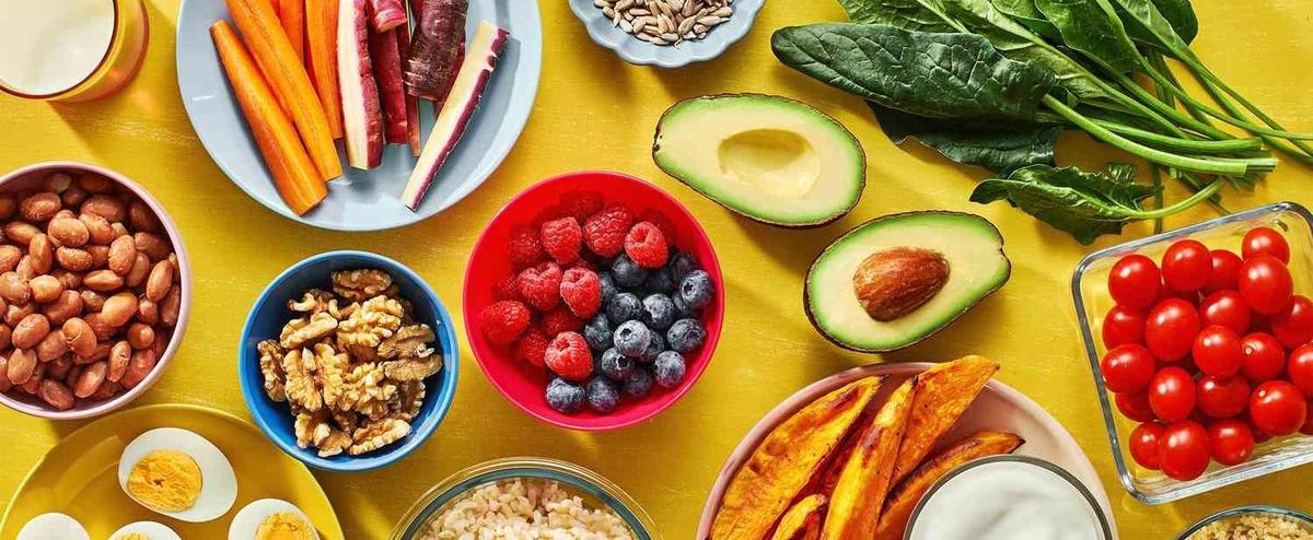 Variety of healthy foods
