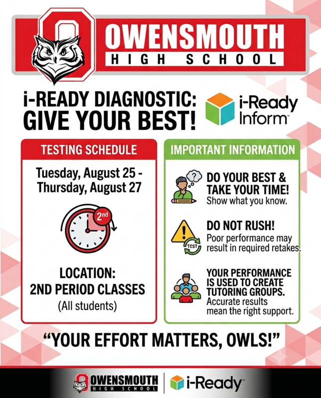 iReady Diagnostic Flier for Owensmouth Students