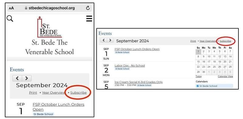 example of subscribe to calendar