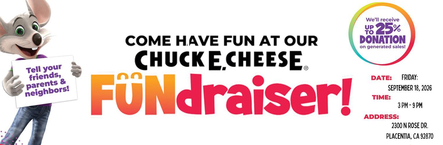 Chuck E. Cheese Fundraiser on September 18