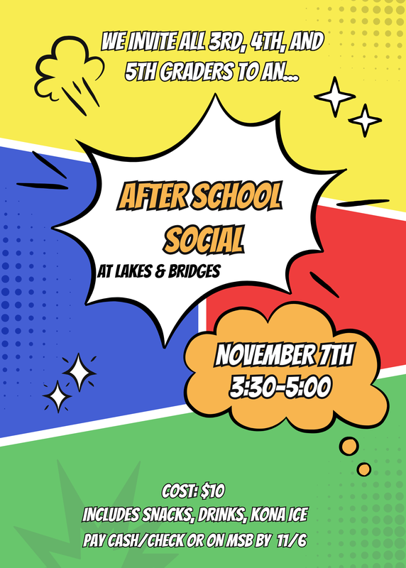 After-School Social for Grades 3-5 - Friday, November 7 (this is only for currently-enrolled LABCS students)