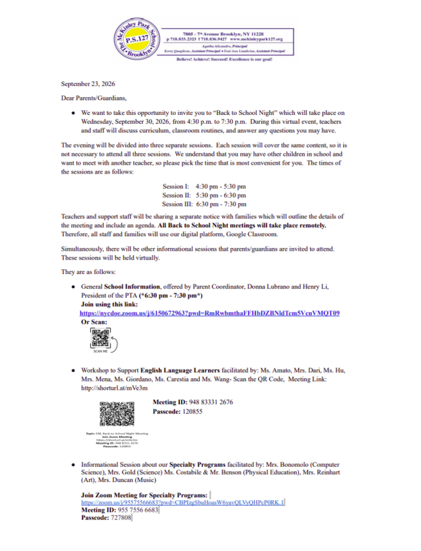Picture of Letter to families
