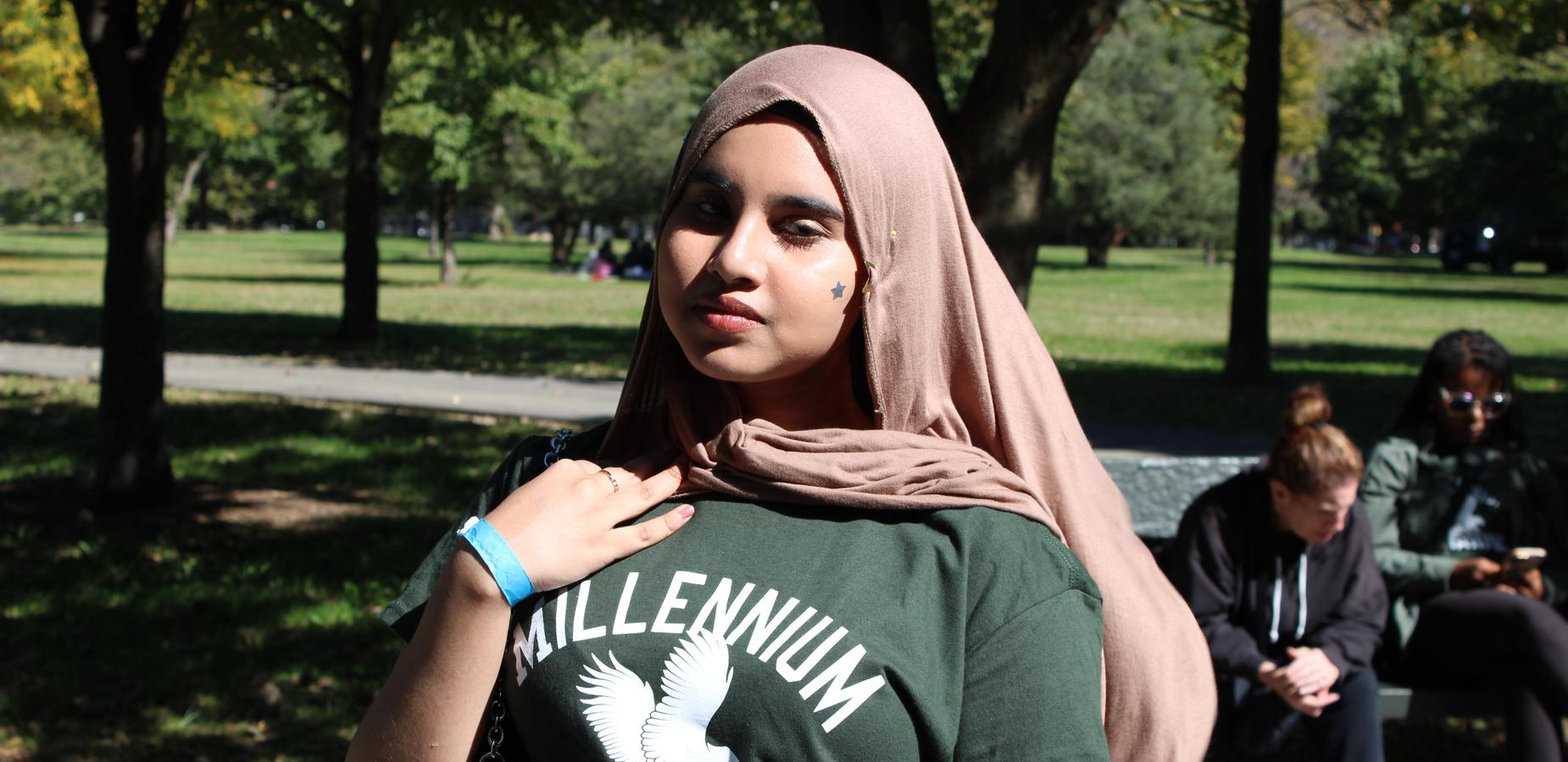 Students posing in the park
