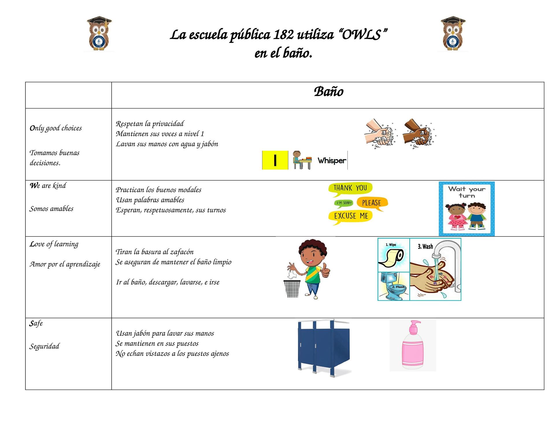 OWL Bathroom Matrix (Spanish)