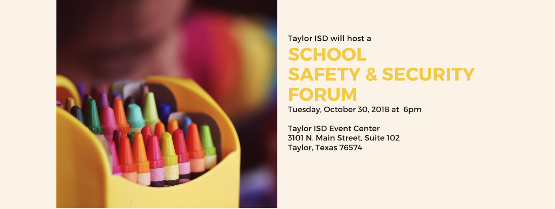saftey forum date October 30th at 6pm