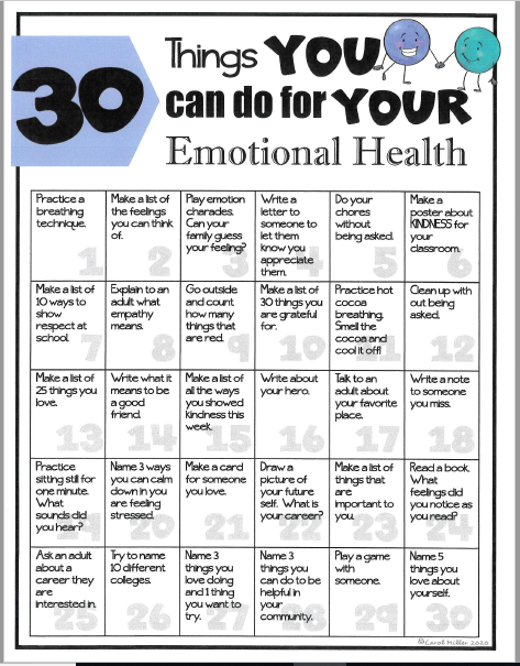 30 Things for Emotional Health