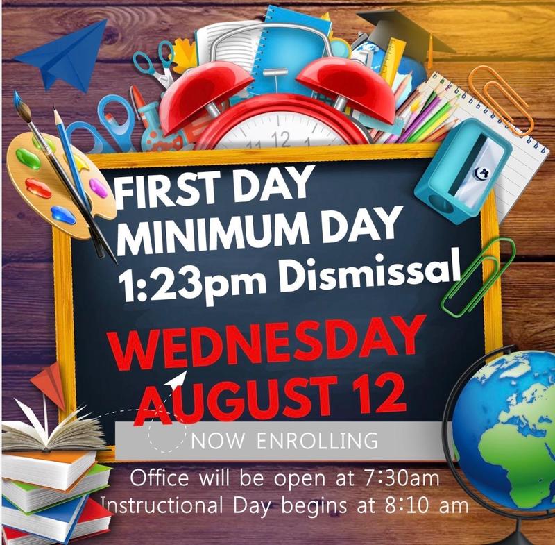 minimum day - dismissal at 1:23pm