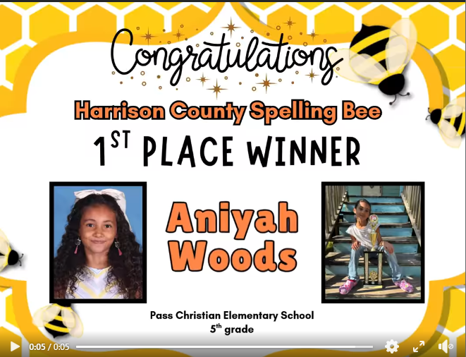 Congratulations to our Harrison County Spelling Bee Winner from PCES!!!! We are so proud of you!!