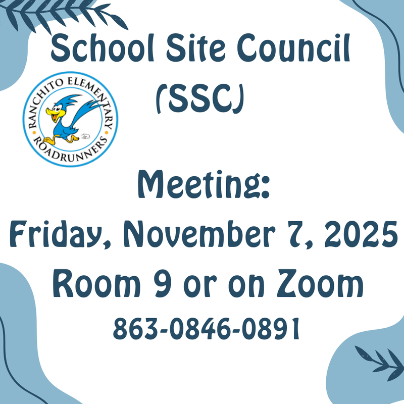 SSC Meeting on Friday, November 7th at 2:25 in Room 9 or on Zoom