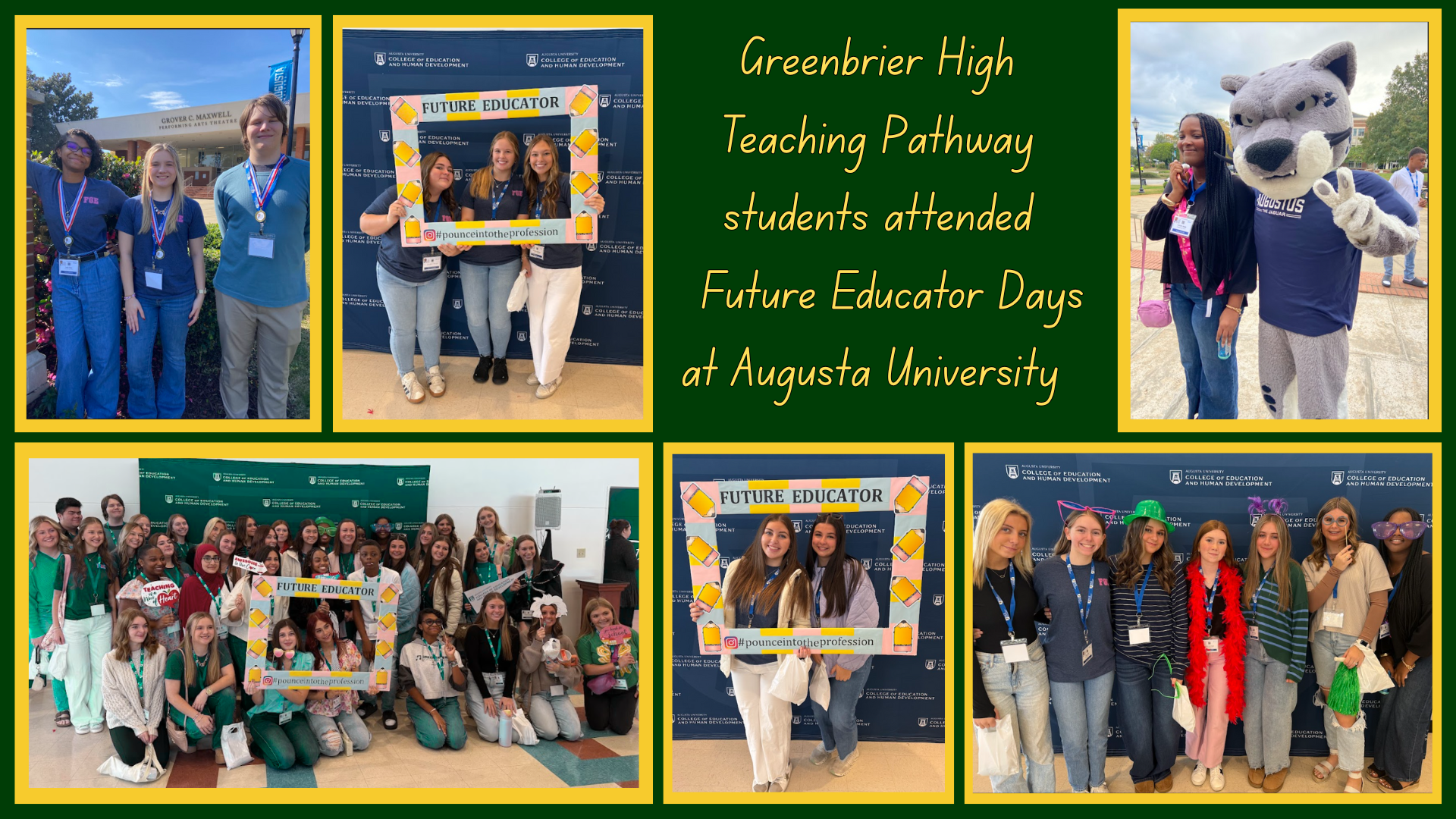 Greenbrier High Teaching Pathway students attended Future Educator Days at Augusta University.
