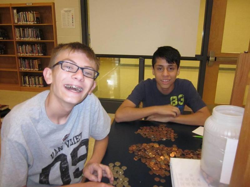 students in library