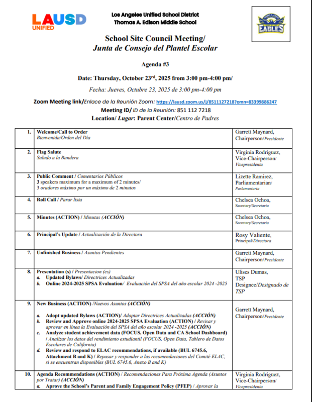 School Site Council Meeting