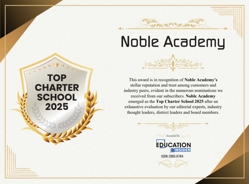 Certificate for Noble Academy as Top Charter School 2025