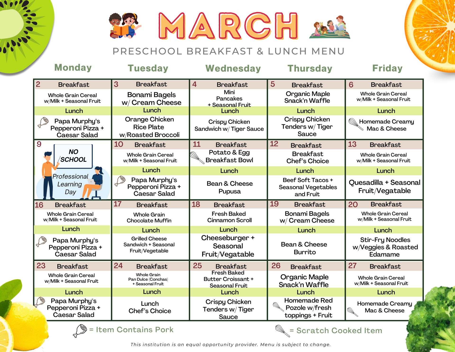 Preschool Breakfast & Lunch 1