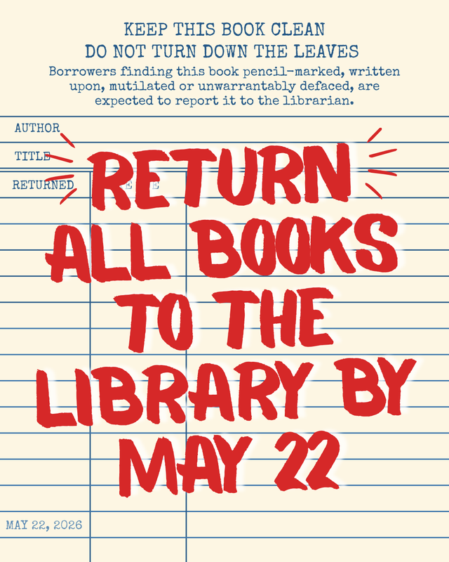 LIBRARY - Please return all books by May 22 Featured Photo