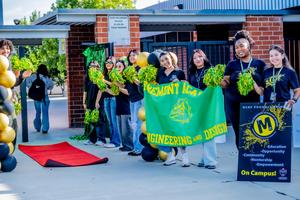 red carpet and student welcome