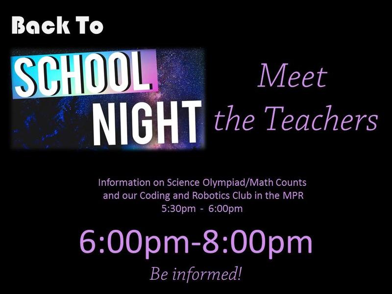 Back To School Night ~ August 16 Featured Photo