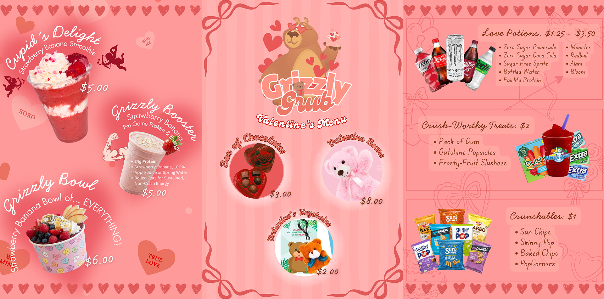 Grizzly Grub Valentines Menu