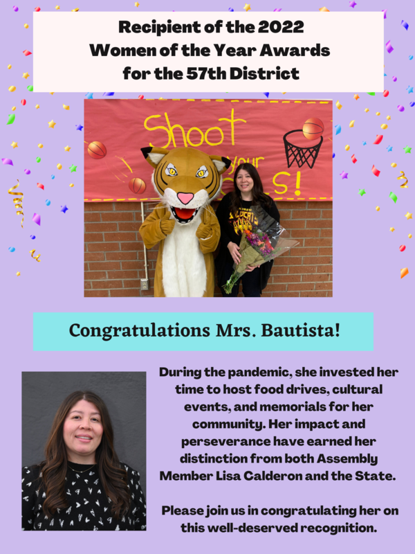 Mrs. Bautista Women of the Year Award for the 57th District