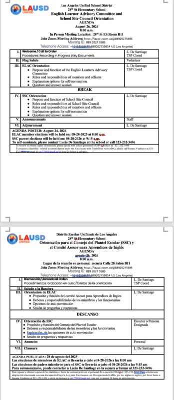 ELAC/SSC Agenda