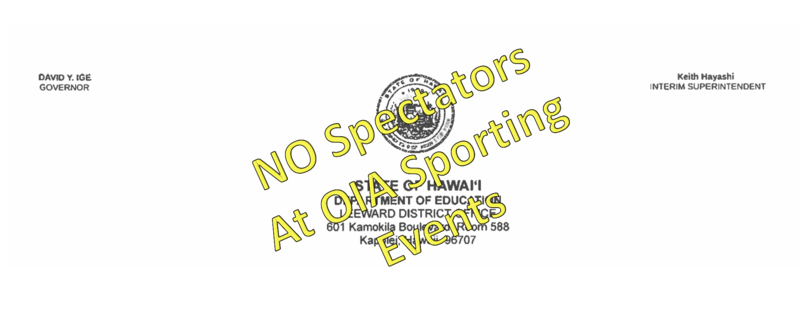 NO spectators at OIA sports