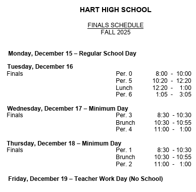 Fall Finals Schedule 2025
