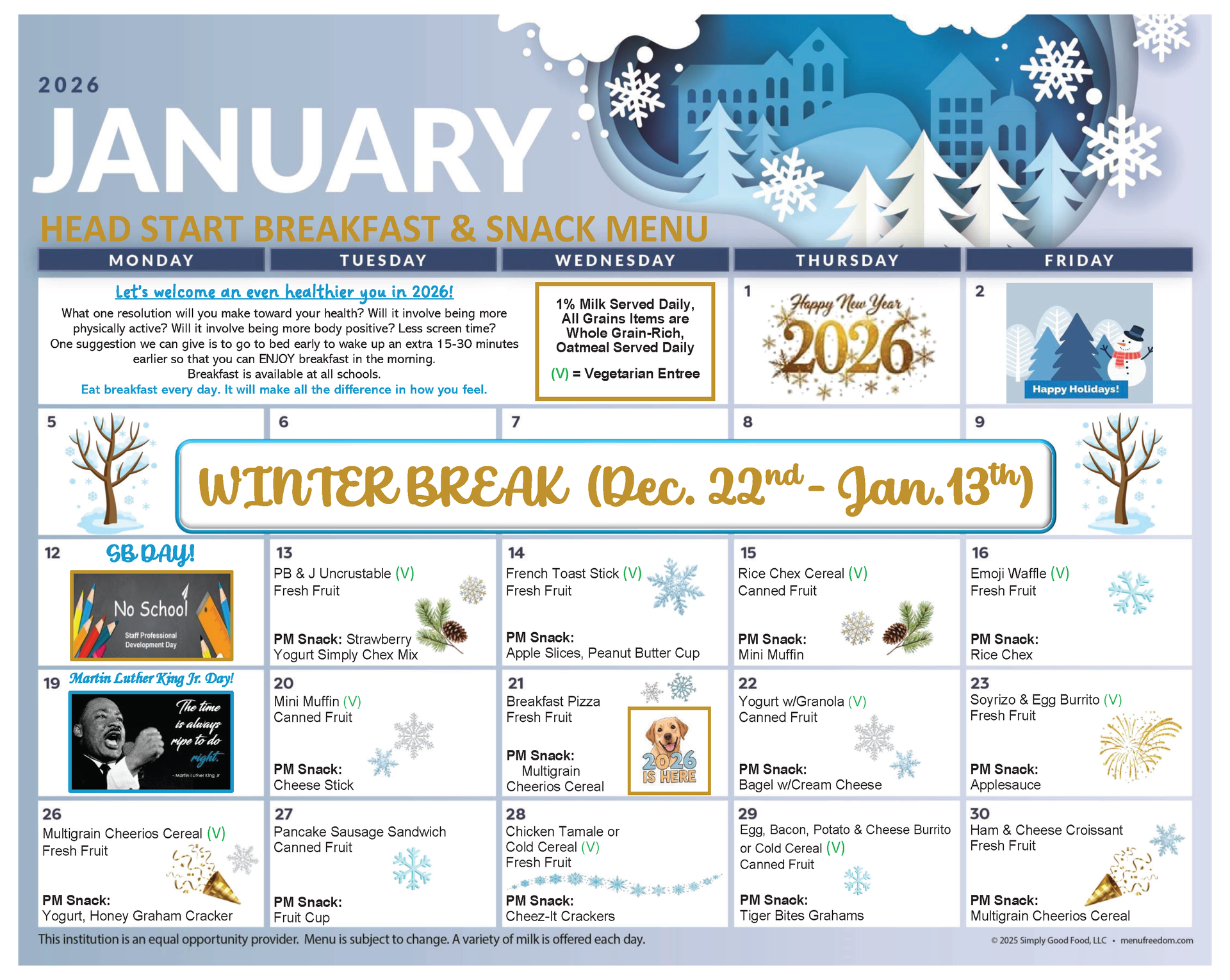 Head Start Breakfast & Snack Menu (click to view)