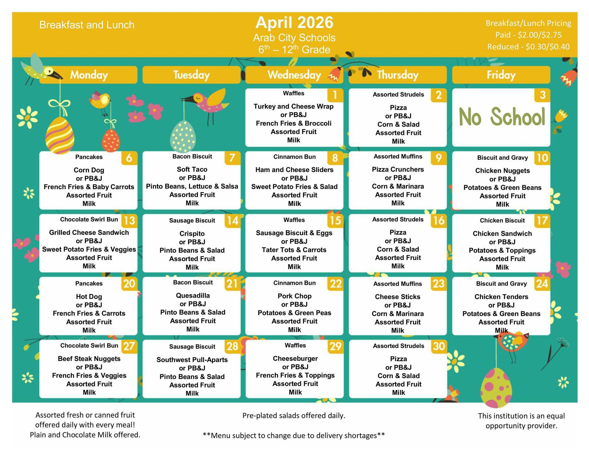 April 2026 Menu 6-12