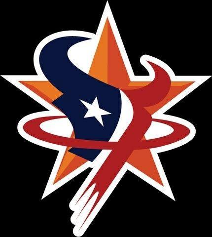 A logo that depicts a combination of the major Houston sports franchises: Houston Astros, Houston Texans, and Houston Astros.