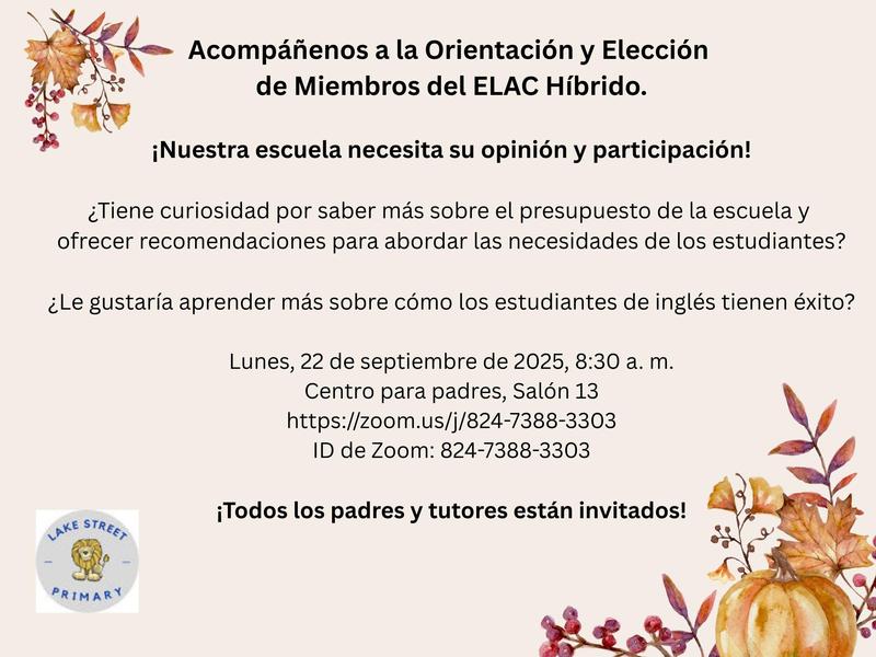 ELAC Orientation & Member Elections